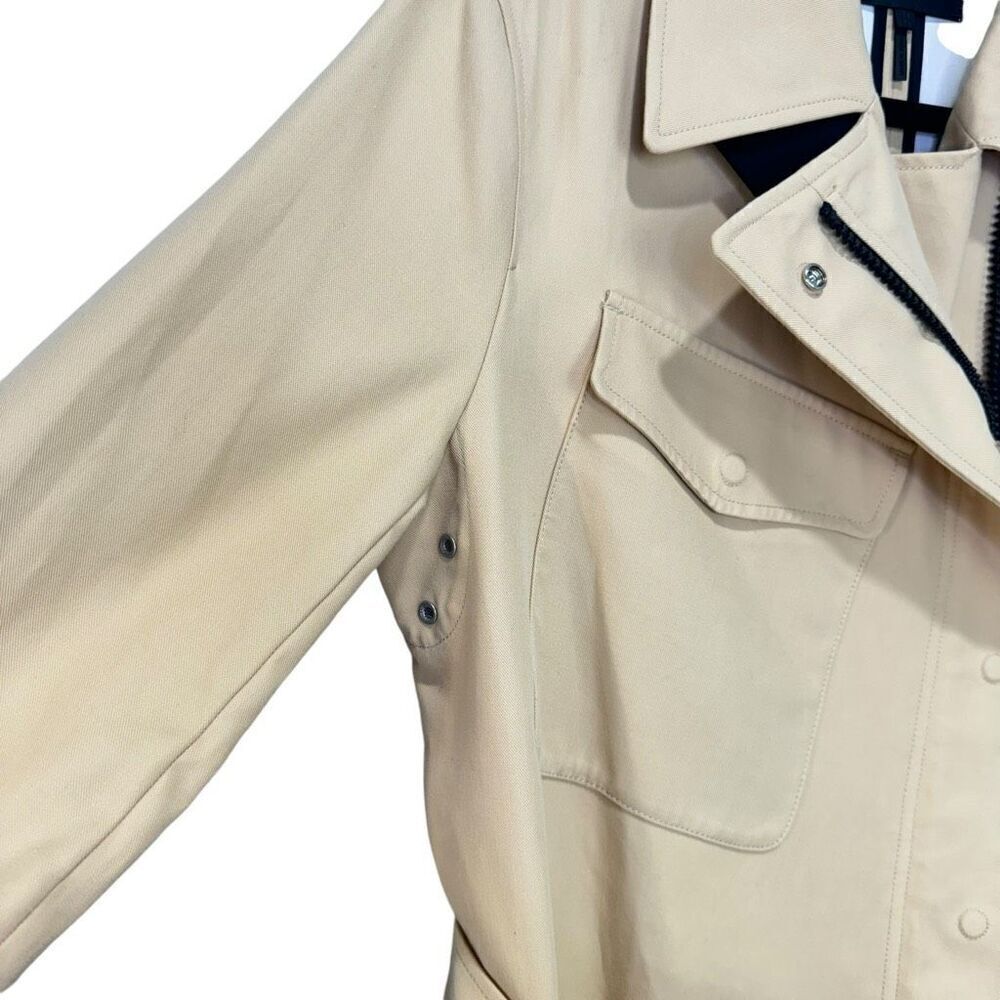 Rag and Bone Ludlow Belted Collared Cotton Gabardine Trench Coat Beige Medium - Picture 9 of 14